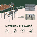 Set Tavolo e 6 Sedie da Giardino  in Acciaio Legno e Rattan Grigio