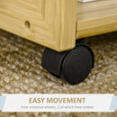 Tavolino Multiuso per Divano e Letto 39x35,5x59 cm con Ruote in Bambù Naturale