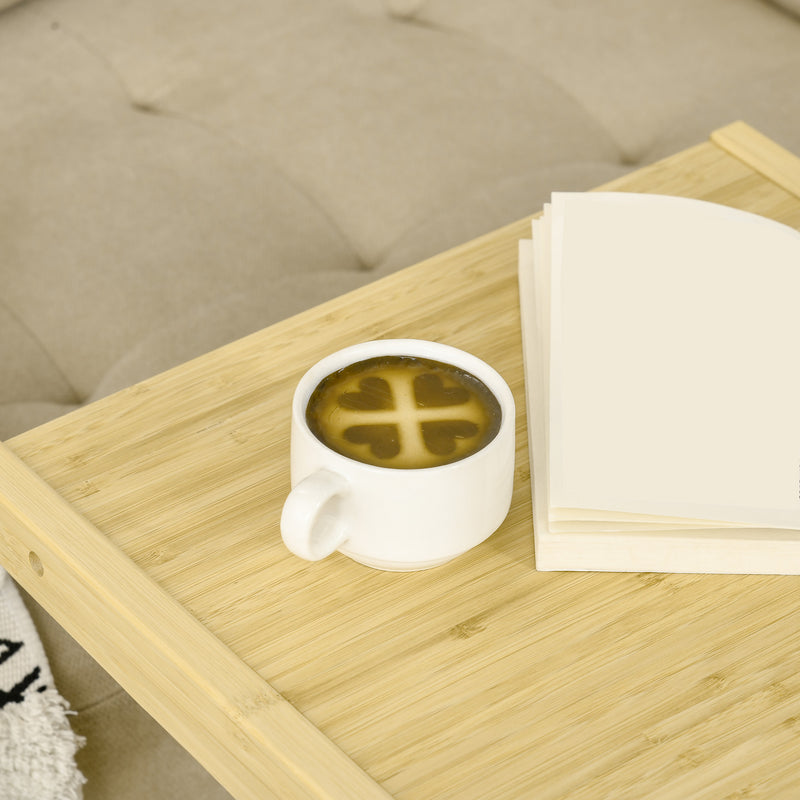 Tavolino Multiuso per Divano e Letto 39x35,5x59 cm con Ruote in Bambù Naturale