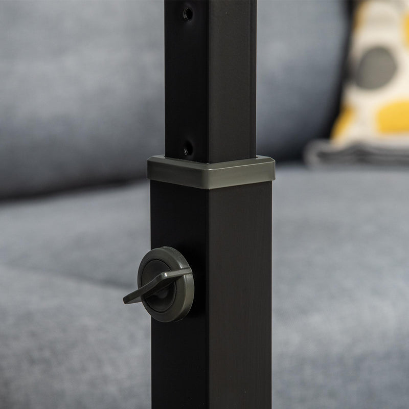 Tavolino Porta PC 58x34x72-90 cm con Ruote in Truciolato e Metallo Nero