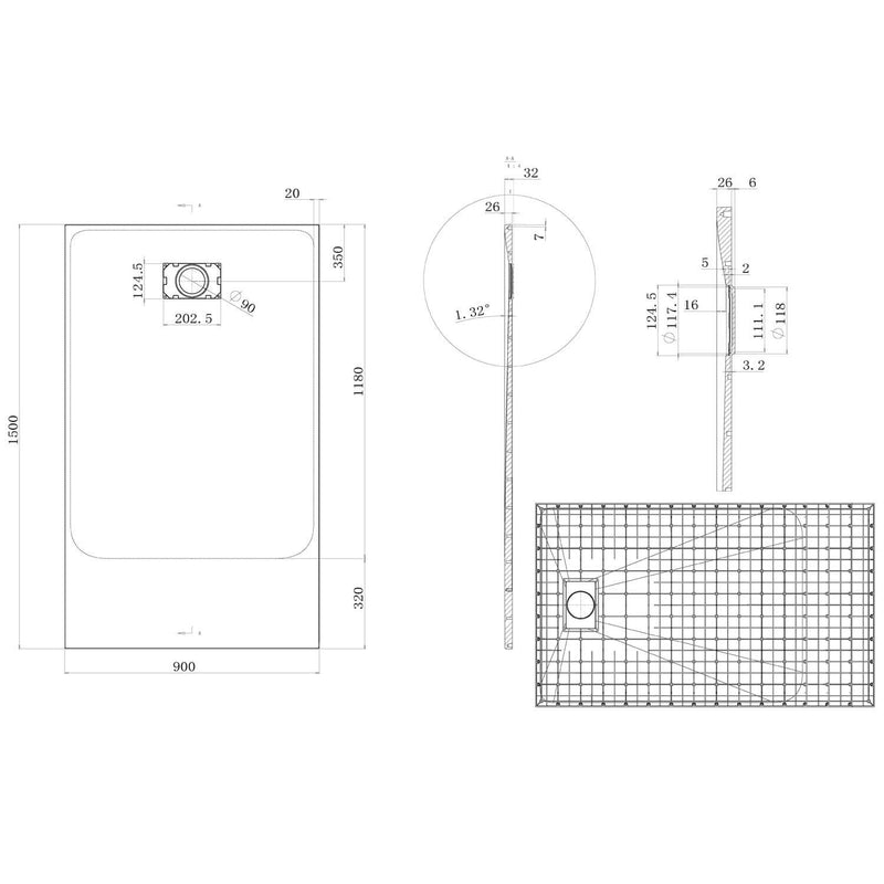 Piatto Doccia in Acrilico Fosterberg Azalea Antracite Varie Misure