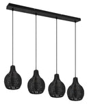 Lampada a Sospensione da Interno Attacco E14 in Tessuto Nero