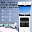 Climatizzatore Raffrescantore d'Aria Portatile 60W Ventilatore Ionizzatore 4 in 1 con Telecomando Silenzioso Oscillante Serbatoio 10L Bianco e Nero      
