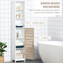 Mobile a Colonna per Bagno 3 Ripiani 1 Anta 34x30x172 cm in MDF Bianco