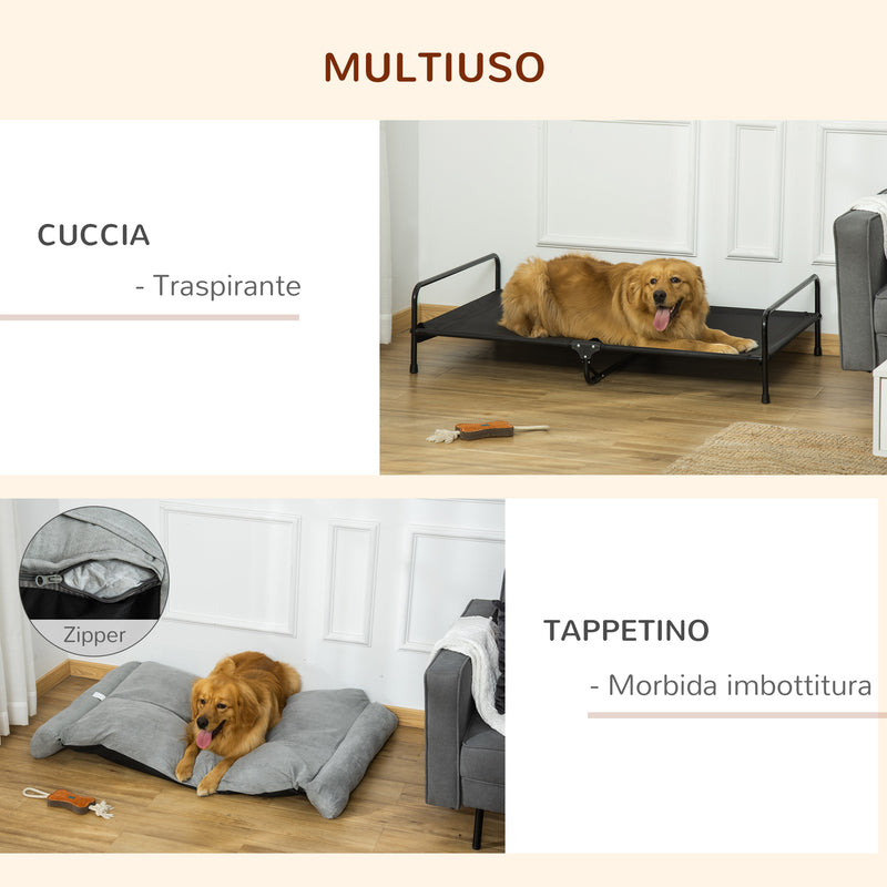 Brandina per Cani Max 30 Kg 120x80x30 cm con Cuscino Rimovibile Grigio