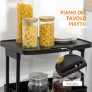 Carrello Portavivande da Cucina 3 Ripiani 46x34,5x76,5 cm con Ruote in Acciaio Nero