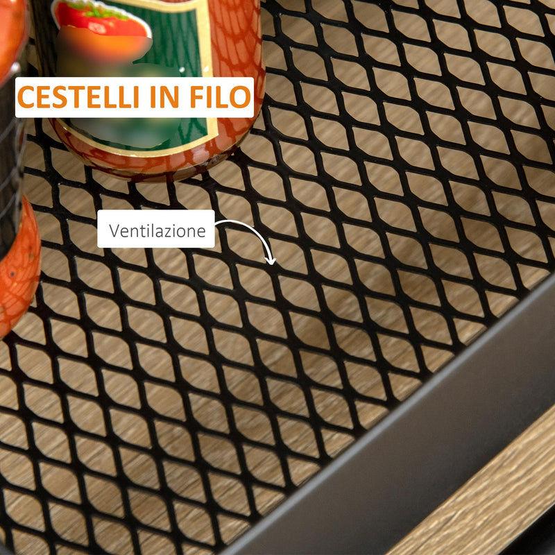 Carrello Portavivande da Cucina 3 Ripiani 46x34,5x76,5 cm con Ruote in Acciaio Nero