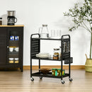Carrello Portavivande da Cucina 3 Ripiani 70x33,4x80,5 cm con Ruote in Acciaio Nero