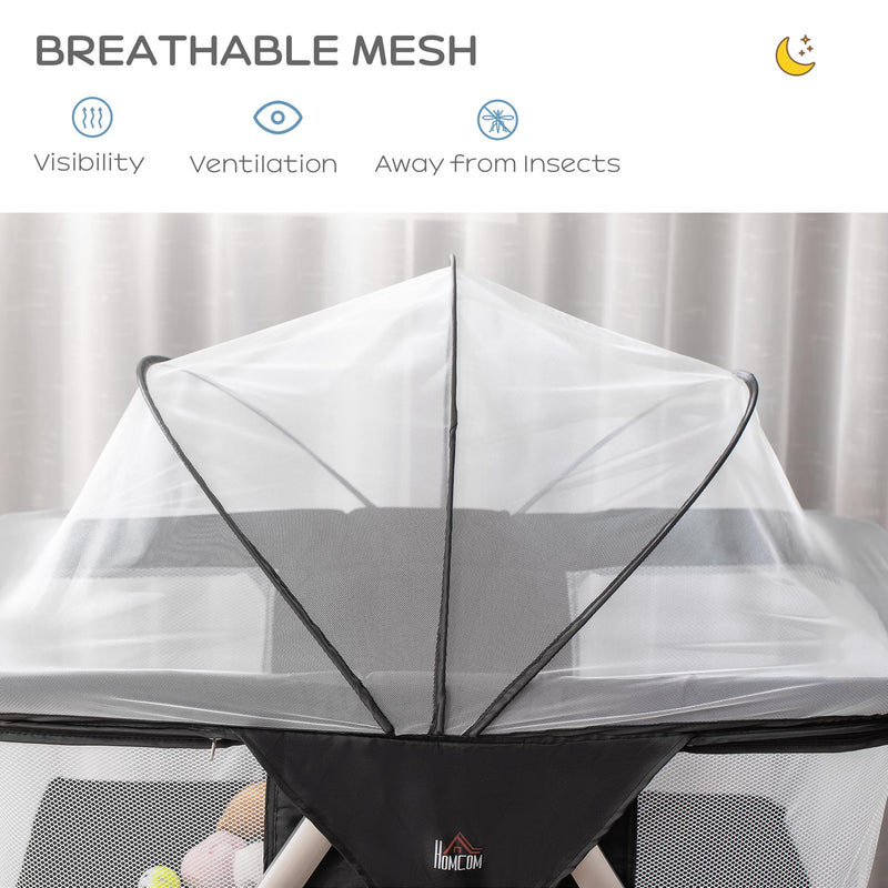 Culla da Campeggio Pieghevole 59x55x67/69 cm con Zanzariera Nero