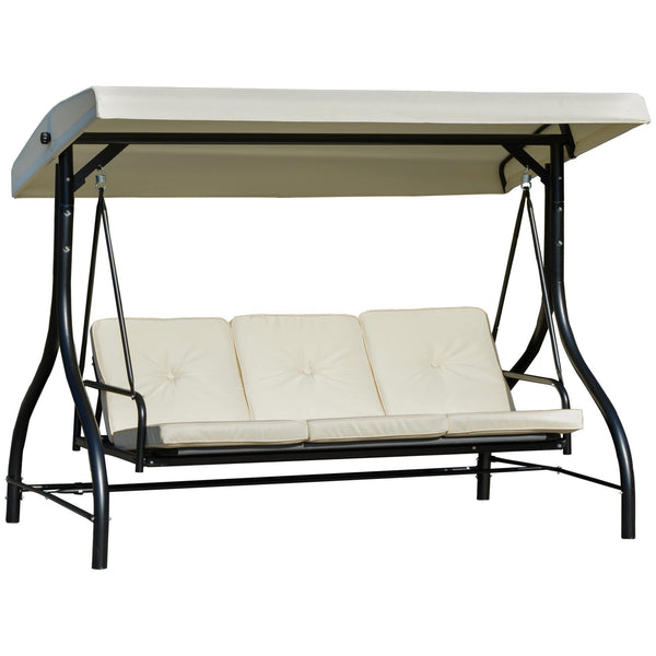 prezzo Schaukelbett 3 Sitze 195 x 117 x 174 cm aus schwarzem und beigem Metall und Polyester