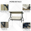 Dondolo Letto 3 Posti 195x117x174 cm in Metallo e Poliestere Nero e Beige