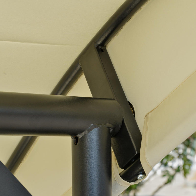 Dondolo Letto 3 Posti 195x117x174 cm in Metallo e Poliestere Nero e Beige