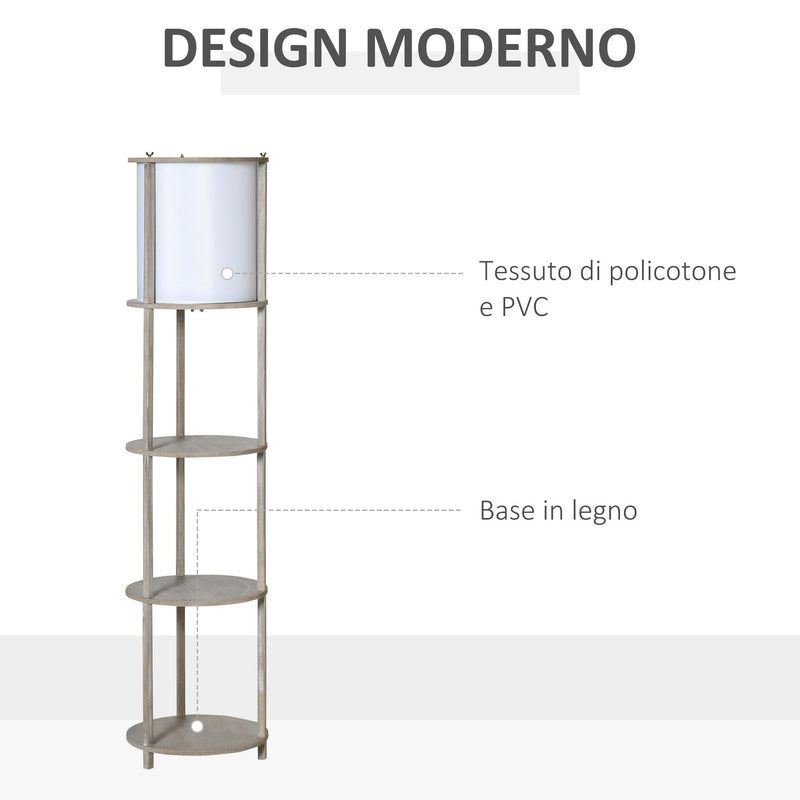 Lampada da Terra 3 Ripiani 35x35x154 cm E27 in Legno e PVC