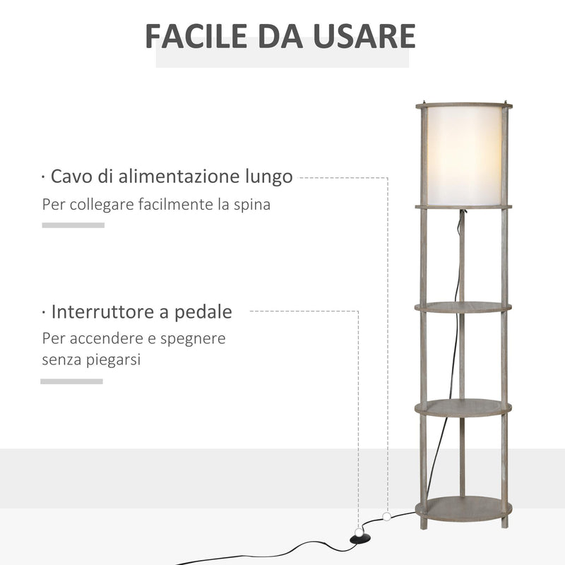 Lampada da Terra 3 Ripiani 35x35x154 cm E27 in Legno e PVC