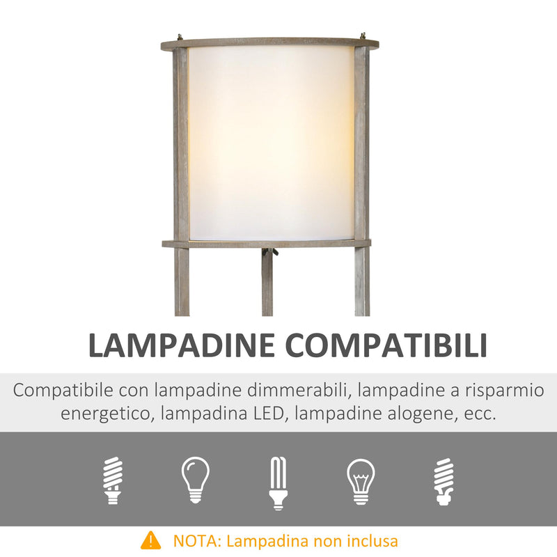 Lampada da Terra 3 Ripiani 35x35x154 cm E27 in Legno e PVC
