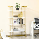 Libreria 4 Ripiani 92x35x152 cm in MDF e Acciaio Bianco e Oro