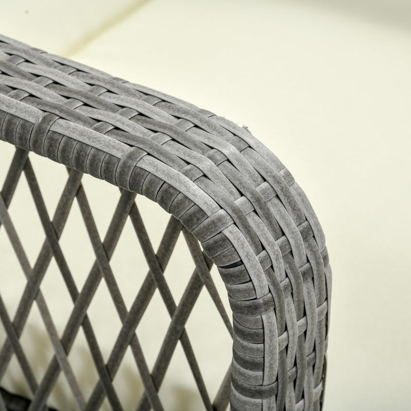 Set Lettino Prendisole e Tavolino da Giardino in Rattan Grigio