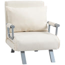 Poltrona Letto Singolo Trasformabile 65x69x82 cm in Tessuto Beige