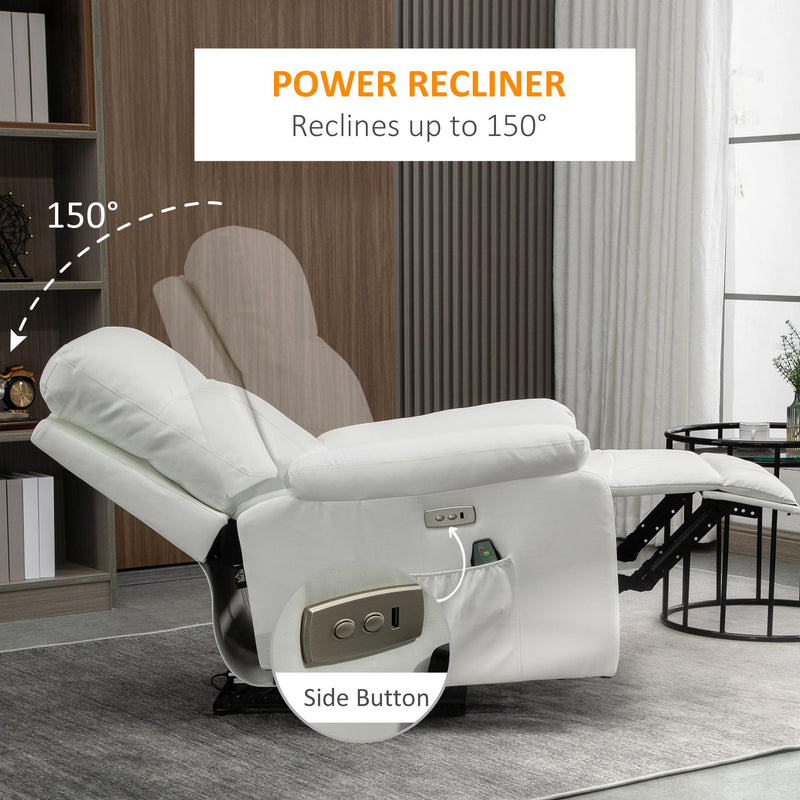 Poltrona Relax Massaggiante 93x76x98 cm con Telecomando Bianca