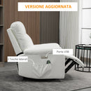 Poltrona Relax Massaggiante 93x76x98 cm con Telecomando Bianca