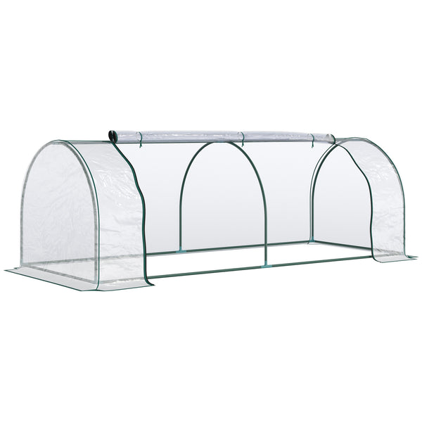 sconto Gartengewächshaus mit Flügeltüren 250 x 100 x 80 cm aus Stahl und transparentem PVC