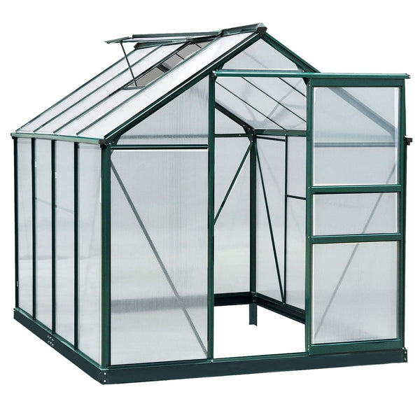 sconto Gartengewächshaus für Pflanzen 190 x 252 x 201 cm aus grünem UV-beständigem Polycarbonat