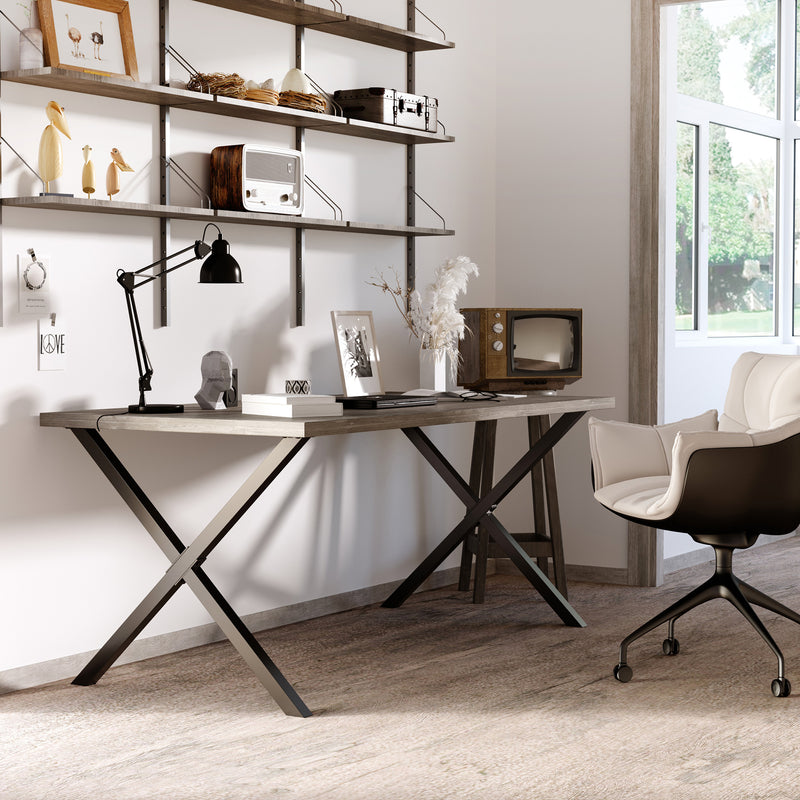 Set 2 Gambe Tavolo a X 40x2,5x43 cm in Acciaio Nero