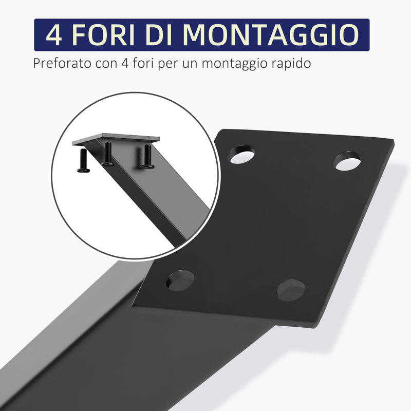 Set 2 Gambe Tavolo a X 80x4x72 cm in Acciaio Nero