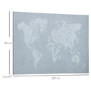 Stampa su Tela Mondo 120x90 cm in Legno di Pino Grigio e Bianco