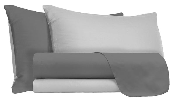 sconto Set aus wendbaren Oberlaken und Kissenbezügen Hellgrau/Rauch
