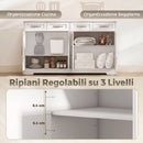Credenza da Cucina Stile Country 140x38x80 cm con 4 Cassetti e 4 Ante in MDF Bianco      