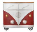 Mobiletto Van 90x42x81 cm Legno di Abete e MDF e in Ferro Rosso e Bianco