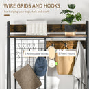 Appendiabiti da Terra 98x36x185 cm con Scarpiera e Panca in Legno e Acciaio Marrone