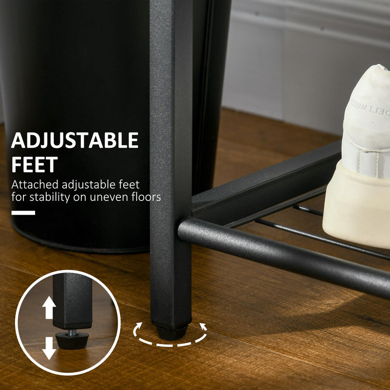 Appendiabiti da Terra 98x36x185 cm con Scarpiera e Panca in Legno e Acciaio Marrone