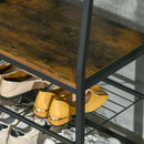 Appendiabiti da Terra 98x36x185 cm con Scarpiera e Panca in Legno e Acciaio Marrone