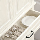 Credenza Alta 80x35x180 cm 2 Armadietti 1 Cassetto Bianco