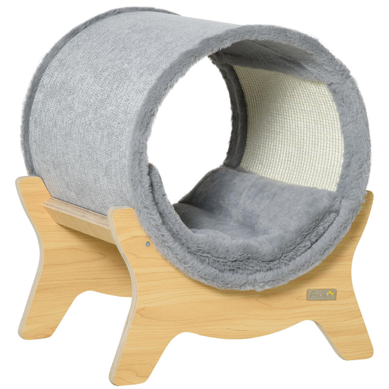 Cuccia per Gatti 41x40x47 cm a Tunnel con Tiragraffi Grigio