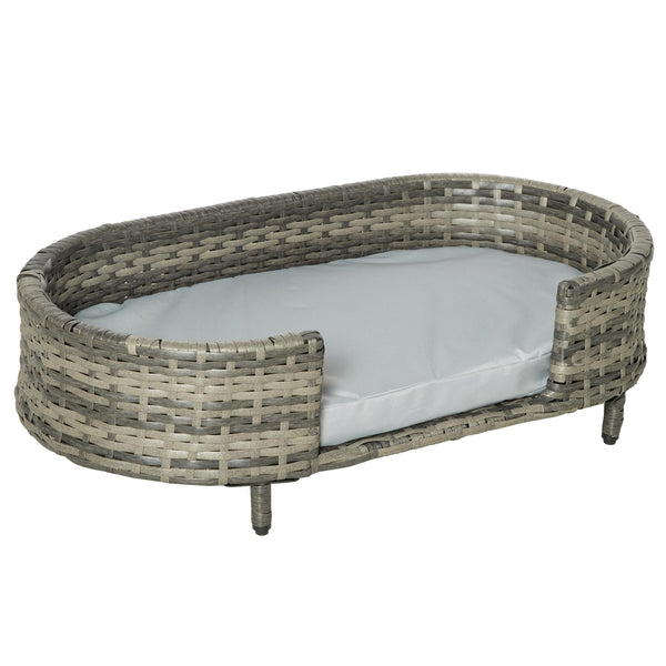 Hundebett 74x42x21 cm mit Kissen aus braunem und grauem PE-Rattan prezzo