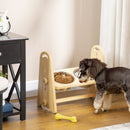Ciotole per Cani Rialzate 49x25x41 cm in Acciaio e Legno Naturale