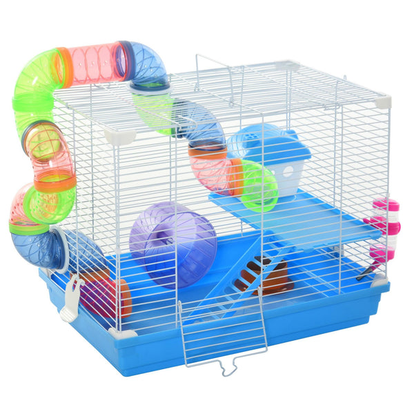 acquista Käfig für Hamster 2 Ebenen 46x30x37 cm mit Wassertank und blauem Spielzeug