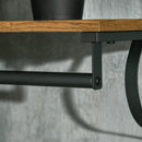 Mensola da Parete 66x30x27 cm con 7 Ganci e Asta in Acciaio e Truciolato Marrone