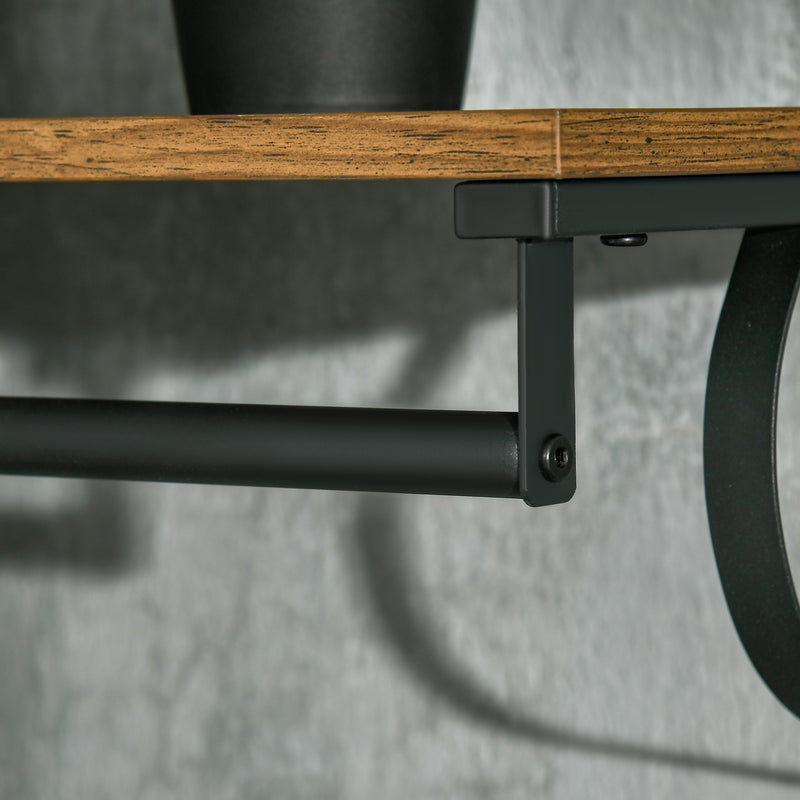 Mensola da Parete 66x30x27 cm con 7 Ganci e Asta in Acciaio e Truciolato Marrone