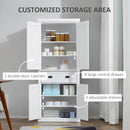 Credenza Cucina 76x40,5x184 cm con Armadietti e 1 Cassetto Bianco