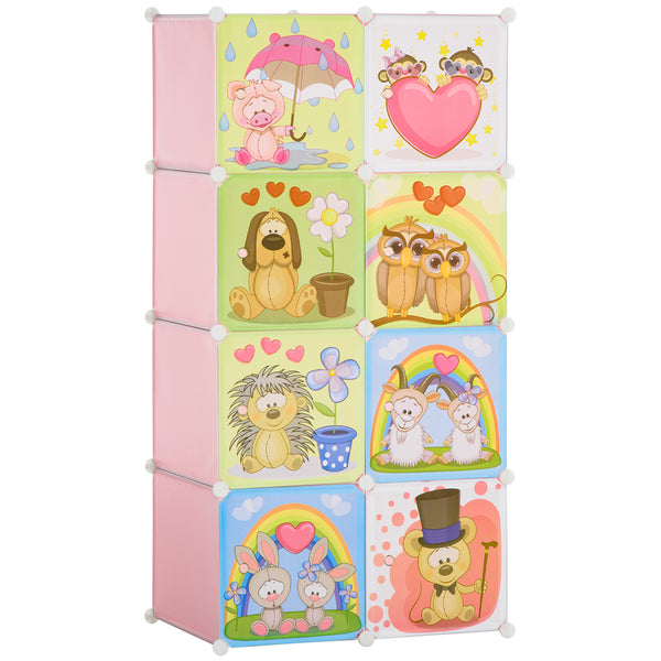 Modulares Schuhregal 74 x 47 x 144 cm 8 Würfel aus Kunststoff und rosafarbenem Stahl online