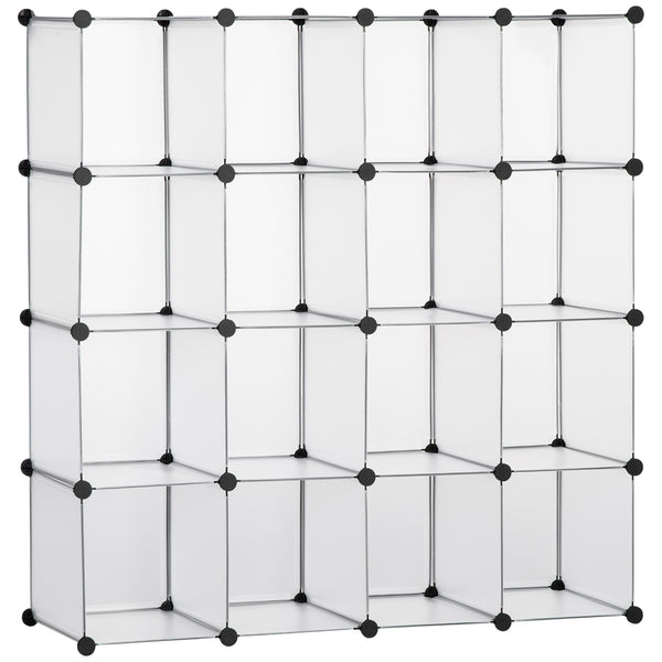 Modulares Schuhregal 125 x 32 x 125 cm 16 Würfel aus transparentem Kunststoff und Stahl sconto