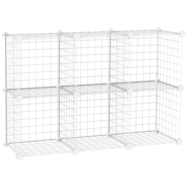 Modulares Schuhregal 94 x 32 x 94 cm 6 Würfel aus Kunststoff und weißem Stahl acquista