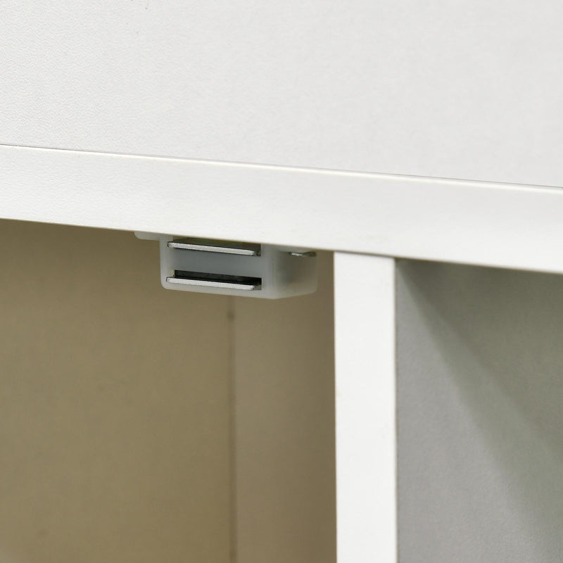 Mobiletto Bagno con Porte Scorrevoli 70x20x71 cm Ripiano Regolabile con Ruote Bianco