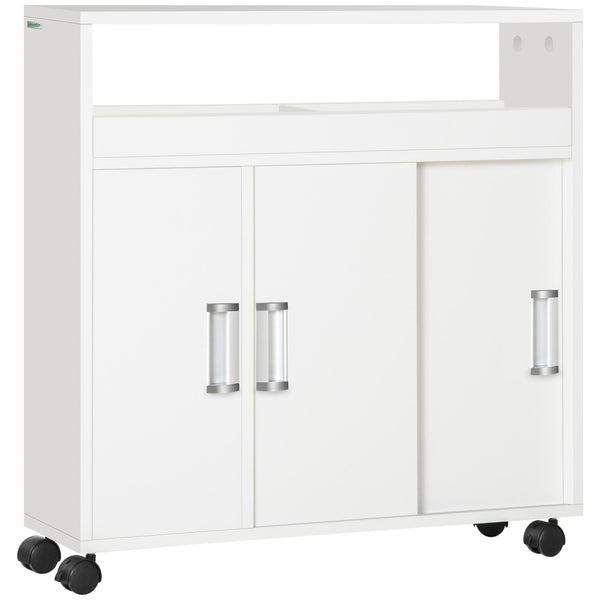 prezzo Badezimmerschrank mit Schiebetüren 70 x 20 x 71 cm, verstellbares Regal mit Rollen, weiß
