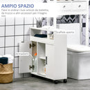 Mobiletto Bagno con Porte Scorrevoli 70x20x71 cm Ripiano Regolabile con Ruote Bianco
