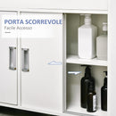 Mobiletto Bagno con Porte Scorrevoli 70x20x71 cm Ripiano Regolabile con Ruote Bianco